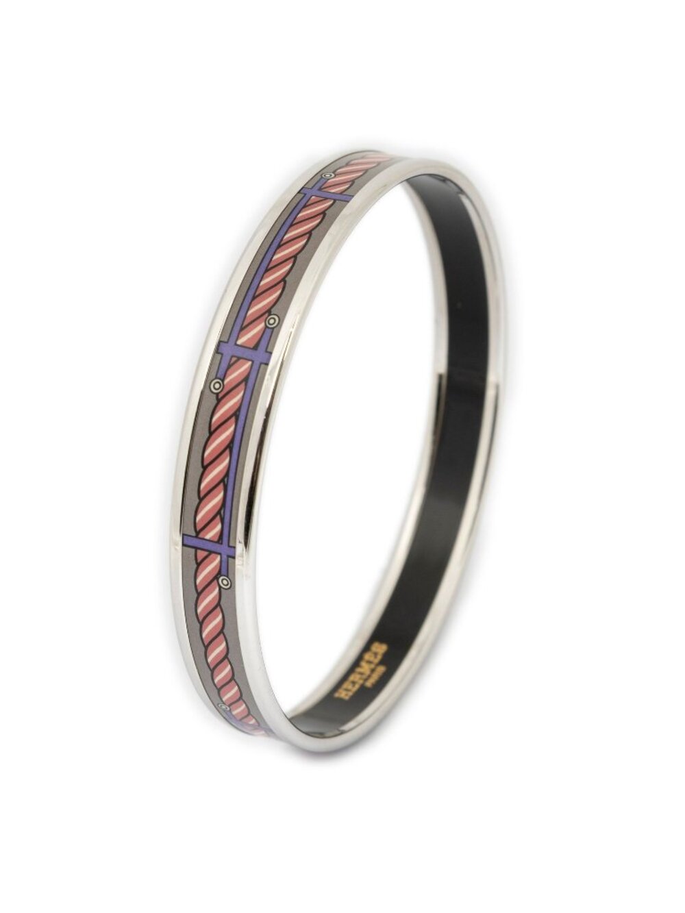 Hermes Enamel Bangle Red Purple Rope Motif Bracelet